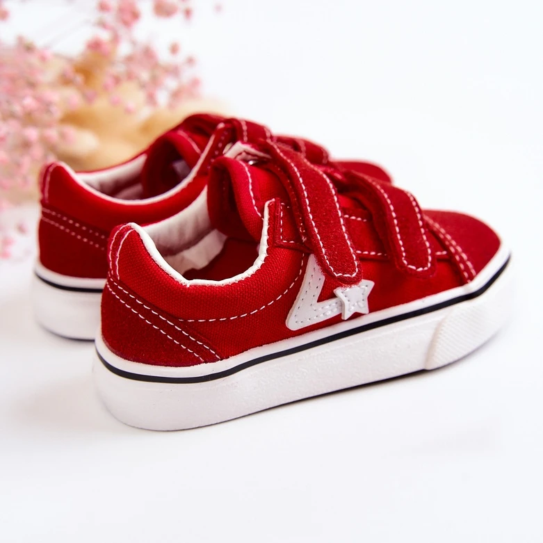 FR1 Baskets Classiques Enfant Rouge Phiris Velcro – Image 3