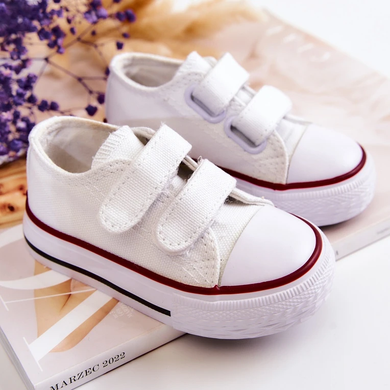 FR1 Baskets Enfant Avec Velcro Bernie Blanc Blanche – Image 2