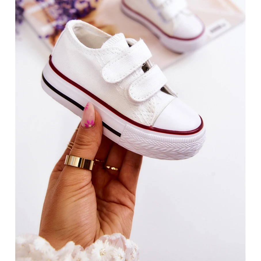 FR1 Baskets Enfant Avec Velcro Bernie Blanc Blanche – Image 4