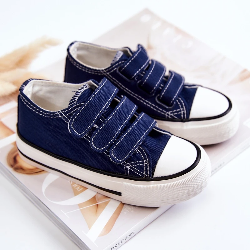 FR1 Baskets Enfant Avec Velcro Bleu Marine Bernie – Image 2