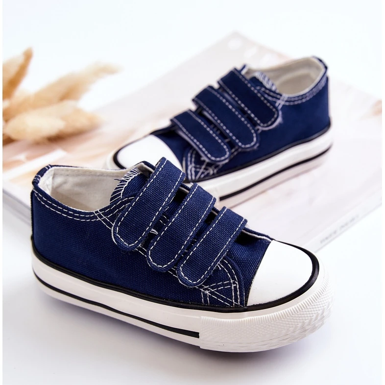 FR1 Baskets Enfant Avec Velcro Bleu Marine Bernie – Image 3