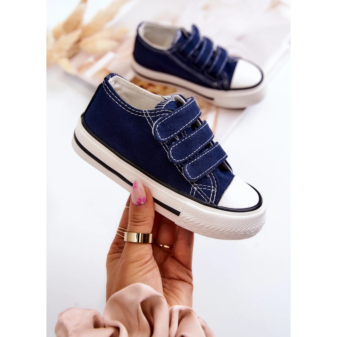 FR1 Baskets Enfant Avec Velcro Bleu Marine Bernie – Image 4