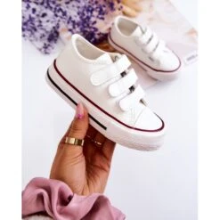 FR1 Baskets Enfant Cuir Baskets Avec Velcro Blanc Foster Blanche Blanche