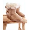 FR1 Bottes Chaudes Pour Enfants Avec Nœuds Bottes De Neige Funky Beige Clair