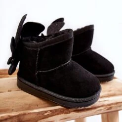 FR1 Bottes De Neige Chaudes Fille Meriva Noires À Nœuds Le Noir