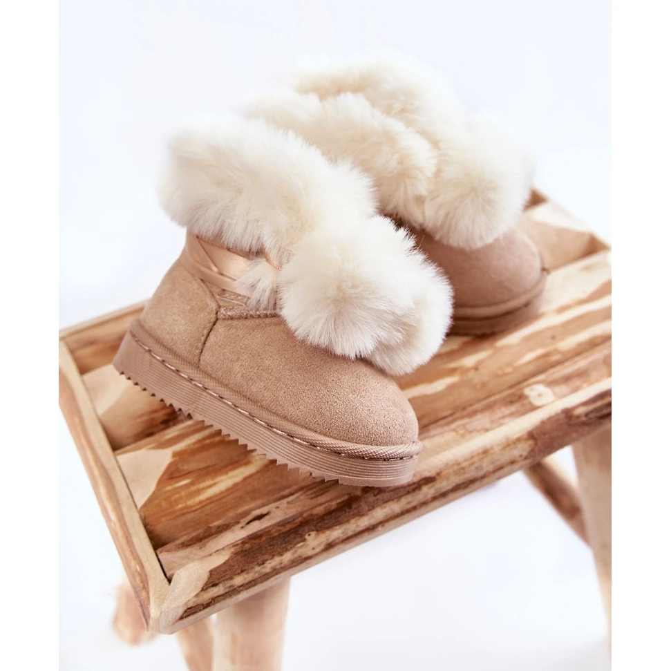FR1 Bottes De Neige Chaudes Pour Jeunes Enfants Roofy Beige Clair Blanche – Image 3