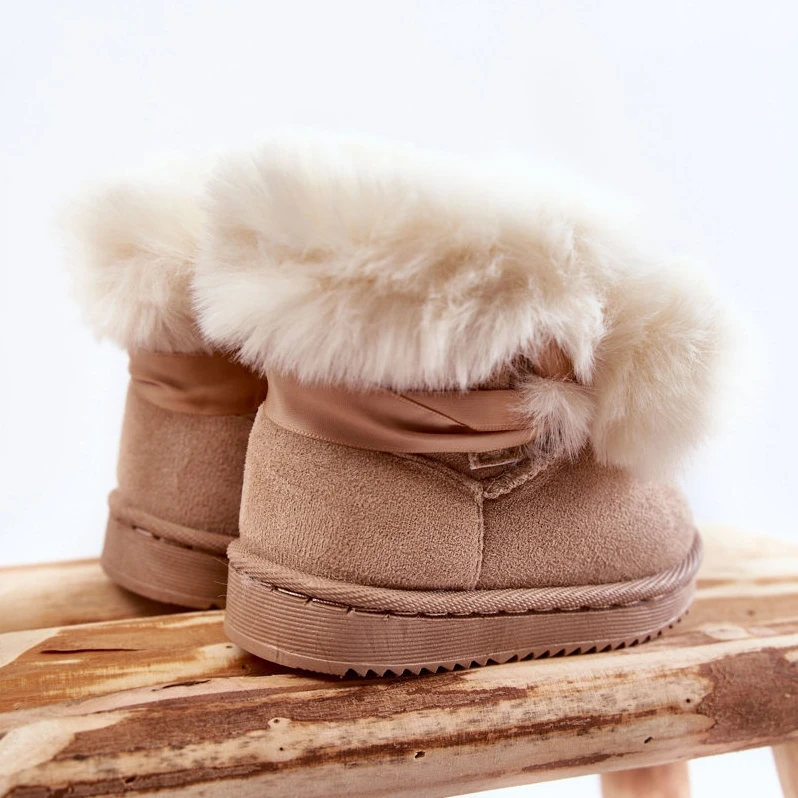 FR1 Bottes De Neige Chaudes Pour Jeunes Enfants Roofy Beige Clair Blanche – Image 4