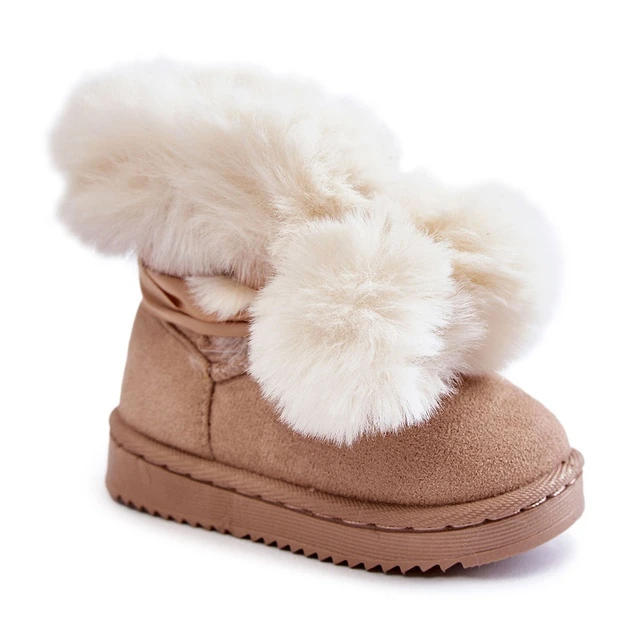 FR1 Bottes De Neige Chaudes Pour Jeunes Enfants Roofy Beige Clair Blanche – Image 5