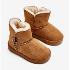 FR1 Bottes De Neige Isolées à Enfiler Catellie Camel Pour Enfants Brun