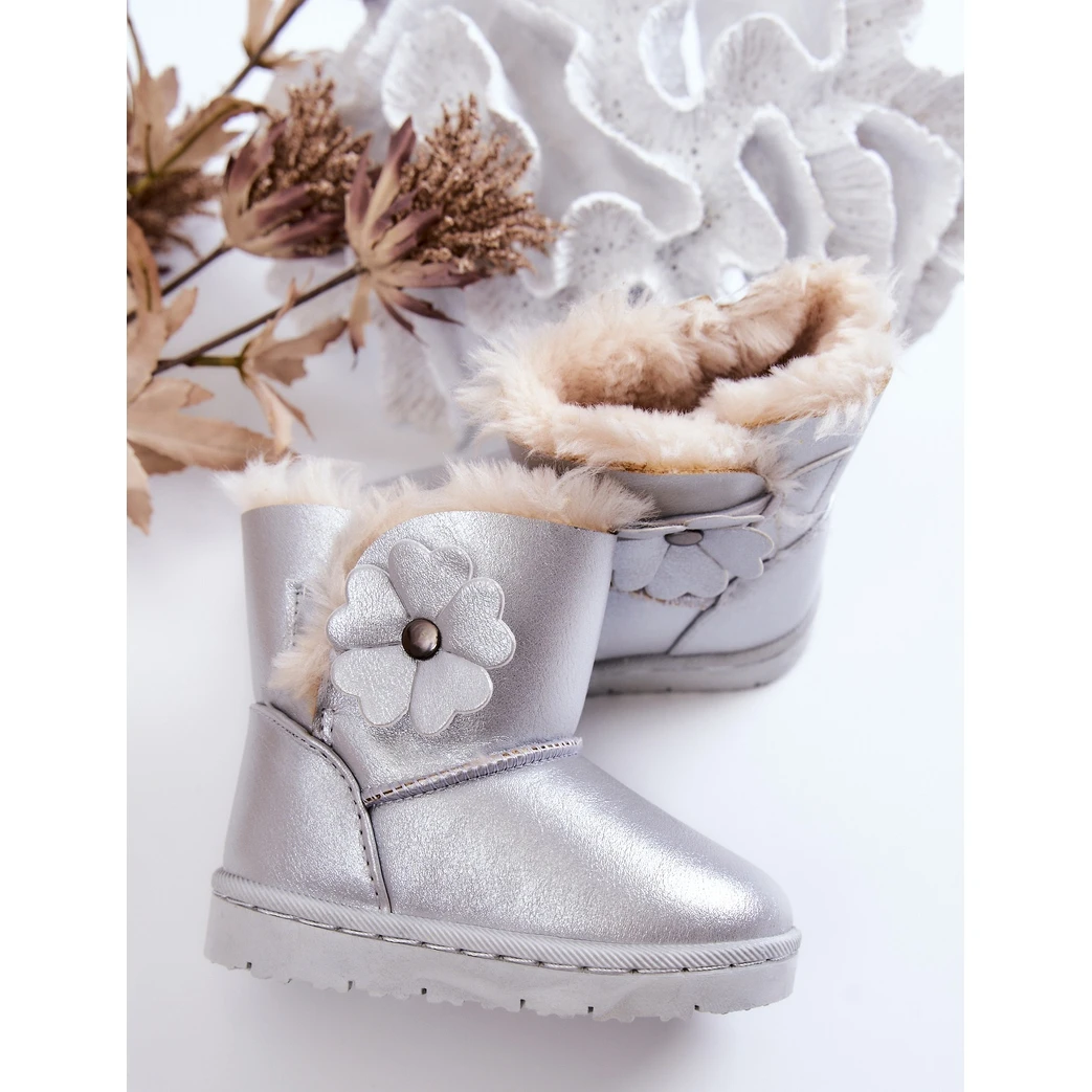 FR1 Bottes De Neige Pour Enfants Avec Fleur Silver Bianca Argent – Image 3