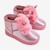 FR1 Bottes De Neige Pour Enfants Chauffées Avec Fourrure Avec Oreilles Rose Betty