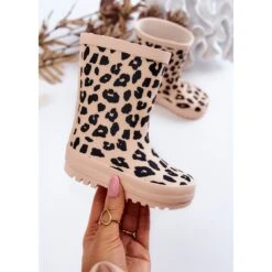 FR1 Bottes De Pluie Enfant Motif Léopard Beige Nanny