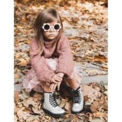 FR1 Bottes Enfant Chaudes Avec Une Fermeture Éclair Laquée Argent Goopy