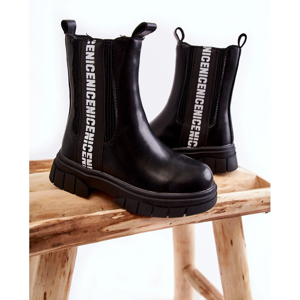 FR1 Bottes Hautes Chaudes Enfant Noir Kimmy Le Noir – Image 3