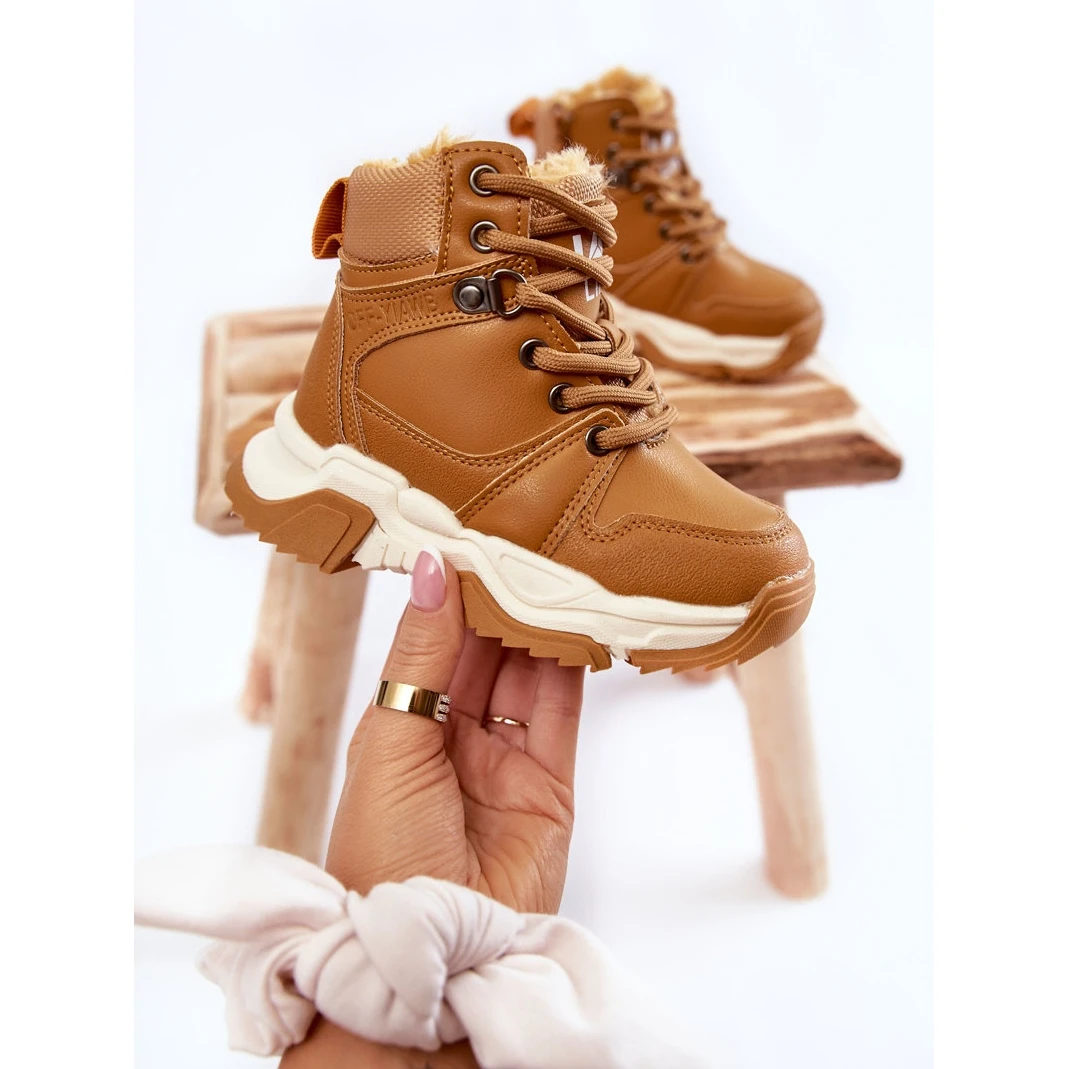 FR1 Bottes Trappeuses Chaudes Enfant Avec Fermeture Éclair Camel Marvin Brun – Image 3