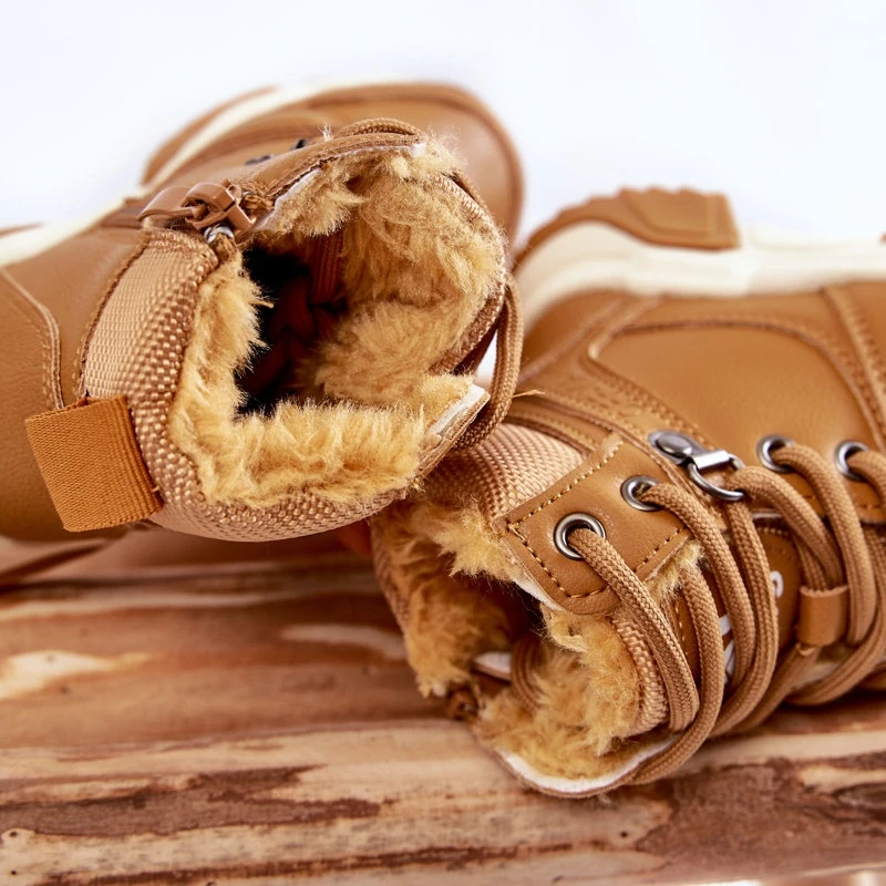 FR1 Bottes Trappeuses Chaudes Enfant Avec Fermeture Éclair Camel Marvin Brun – Image 5