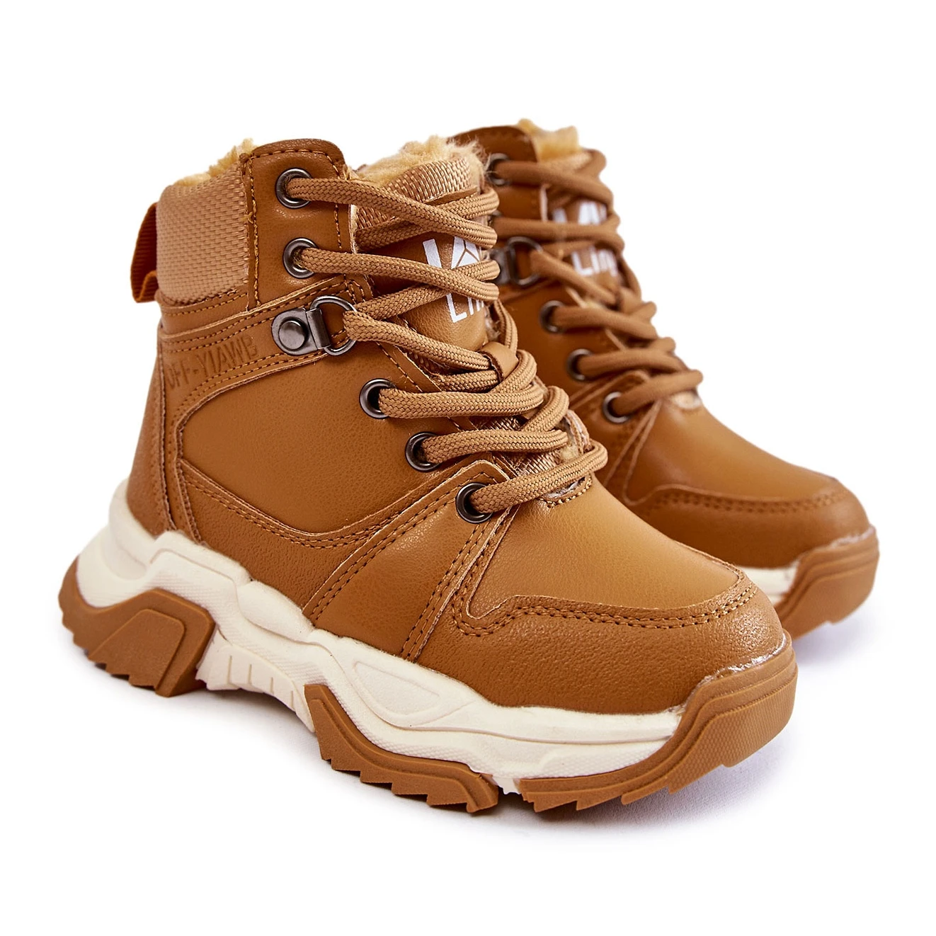 FR1 Bottes Trappeuses Chaudes Enfant Avec Fermeture Éclair Camel Marvin Brun – Image 6