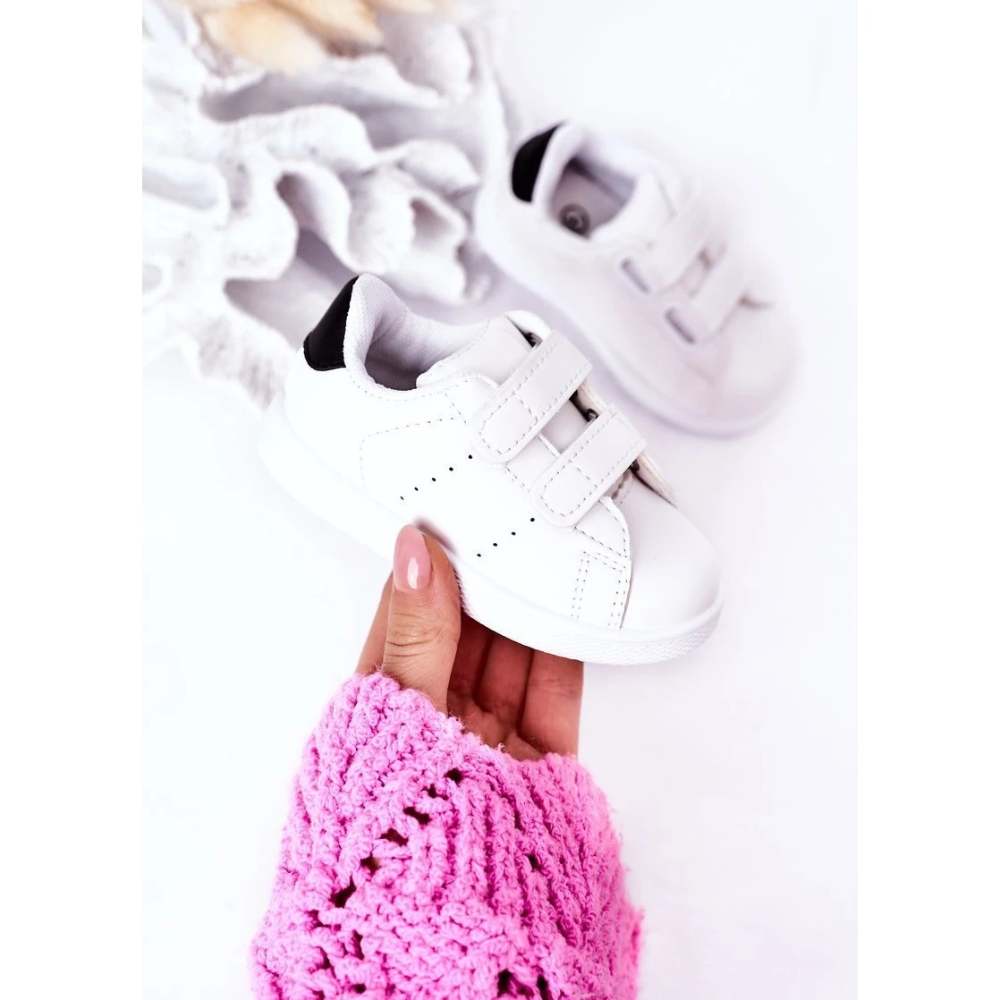 FR1 Sneakers California Noires Et Blanches Pour Enfants Avec Velcro Le Noir – Image 3