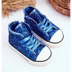 FRROCK Baskets Enfant High Shiny Blue Ally Bleu Bleu