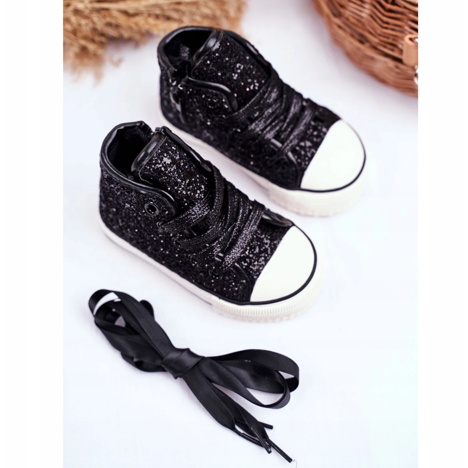 FRROCK Baskets Enfant Shiny High Black Ally Le Noir – Image 2