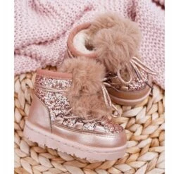 FRROCK Bottes De Neige Enfant Avec Fourrure Champagne Minnie Mouse Rose