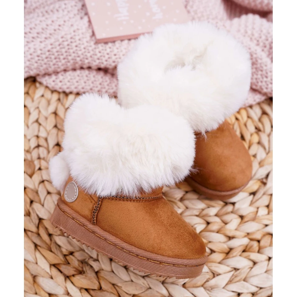 FRROCK Bottes De Neige Pour Enfants Avec Fourrure Camel Kiks Brun – Image 2