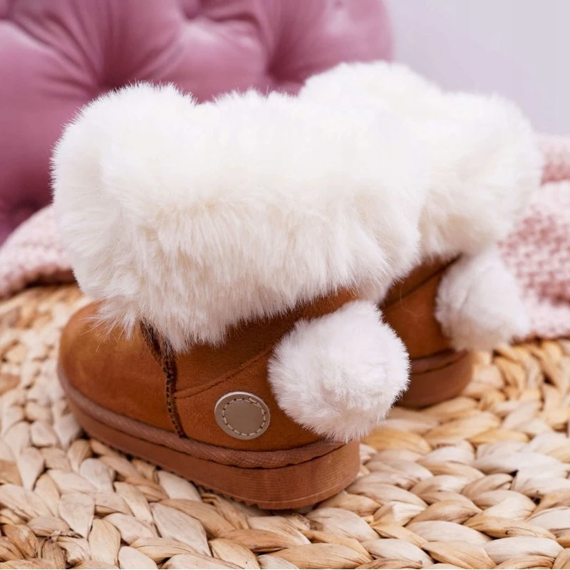 FRROCK Bottes De Neige Pour Enfants Avec Fourrure Camel Kiks Brun – Image 3
