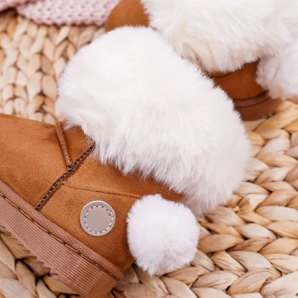 FRROCK Bottes De Neige Pour Enfants Avec Fourrure Camel Kiks Brun – Image 4
