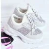 FRROCK Chaussures De Sport Pour Enfants Avec Brocart Argent Matylda Blanche Gris