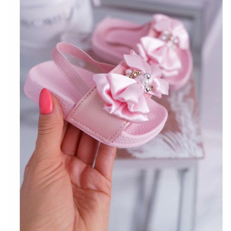 FRROCK Claquettes Enfant Fille Nœud Perle Rose Senari – Image 2