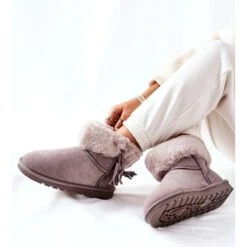 FS1 Mukluki Bottes De Neige Chaudes Fringe Gris Sorella