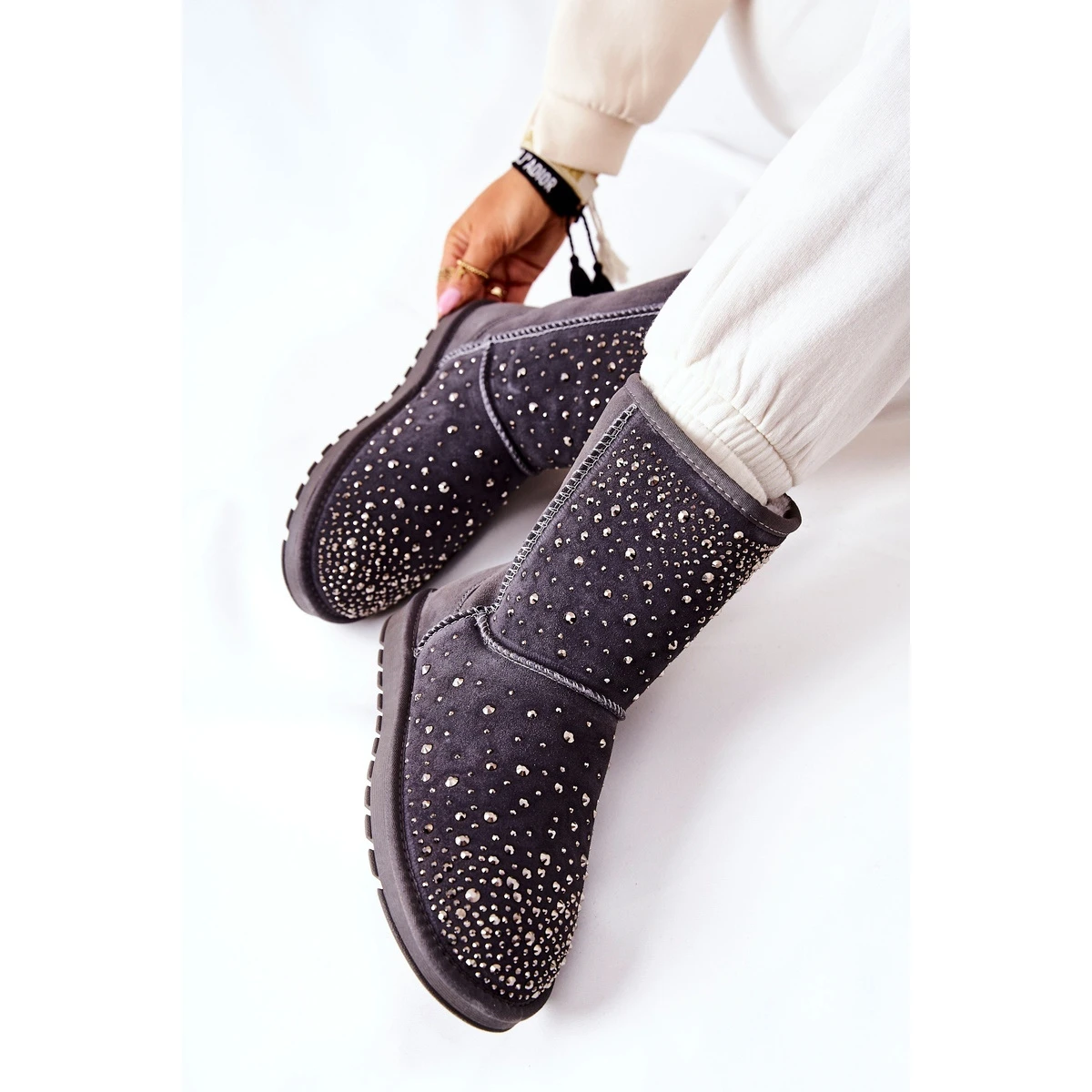 FS1 Mukluki Chaud Avec Jets Gris Mariella Argent