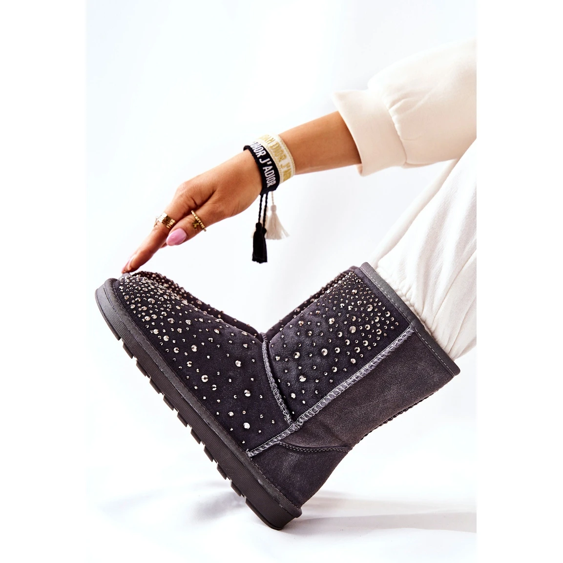 FS1 Mukluki Chaud Avec Jets Gris Mariella Argent – Image 2