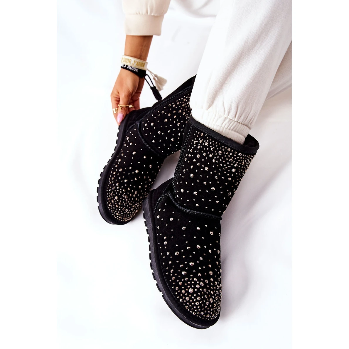 FS1 Mukluki Chaud Avec Jets Noir Mariella Le Noir Argent