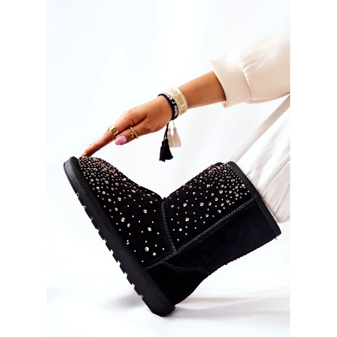 FS1 Mukluki Chaud Avec Jets Noir Mariella Le Noir Argent – Image 2