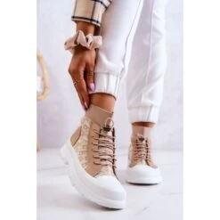FW1 Baskets à La Mode High Sock Beige Collin