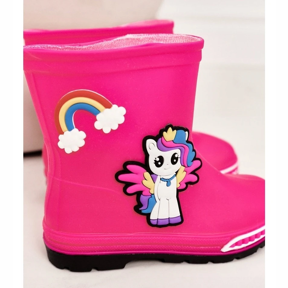 Galoches Pour Enfants Avec Un Poney Fuchsia Rose – Image 4