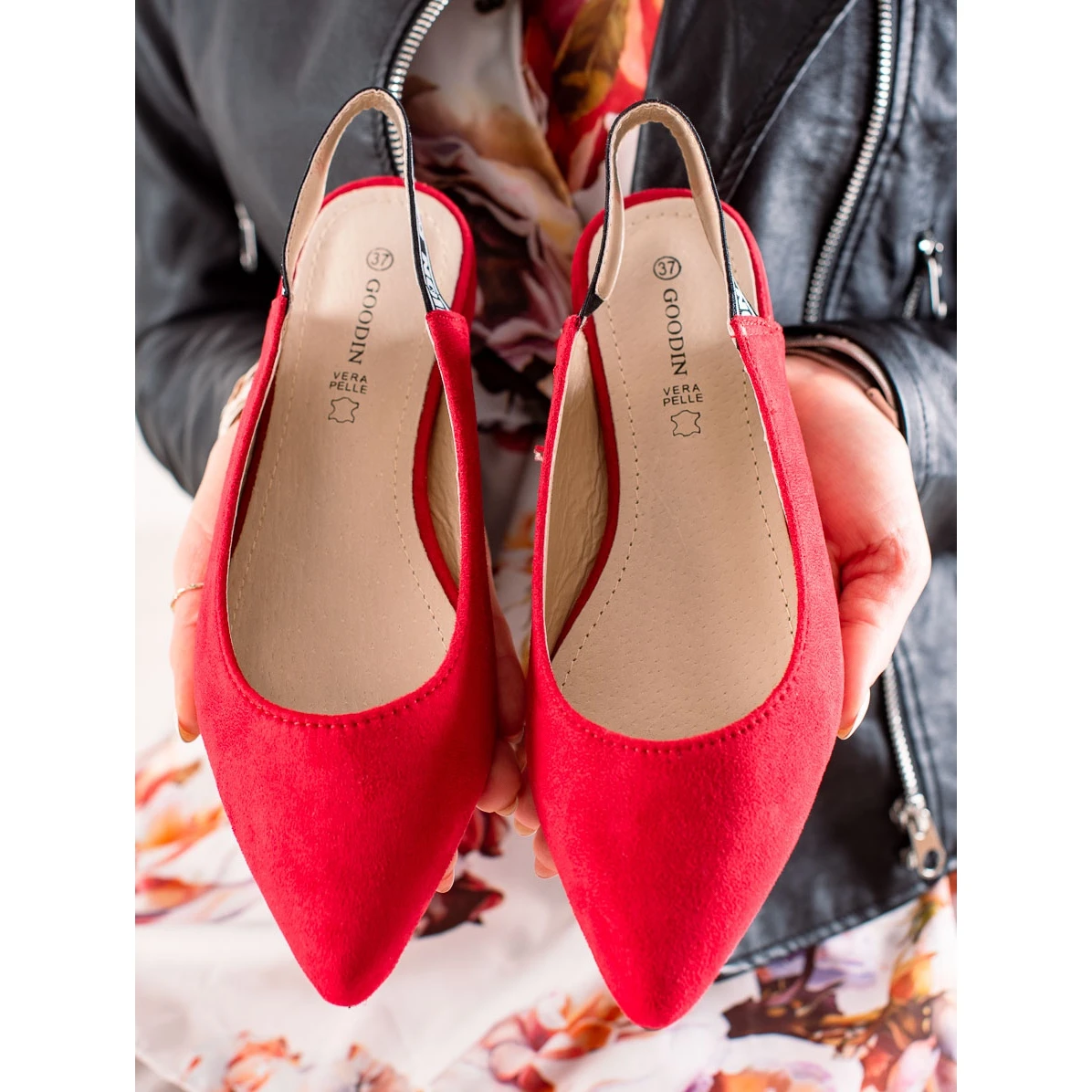 Goodin Escarpins à Talon Ouvert Rouge – Image 4