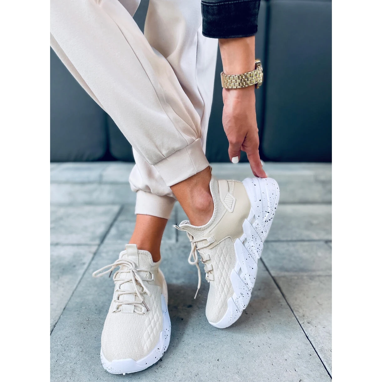 Indu Beige Chaussures De Sport Chaussette