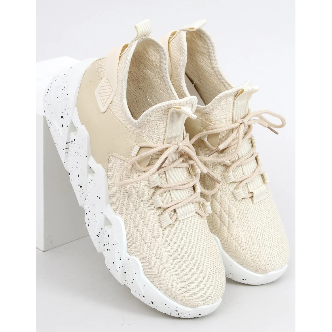 Indu Beige Chaussures De Sport Chaussette – Image 2