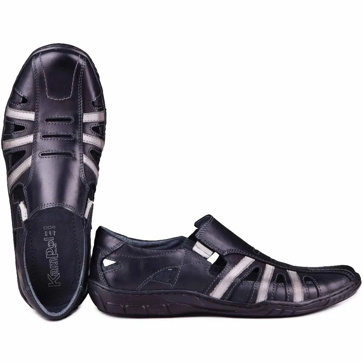 Kampol Chaussures Ajourées Homme Pour L'été 16/10 Noir Le Noir – Image 4