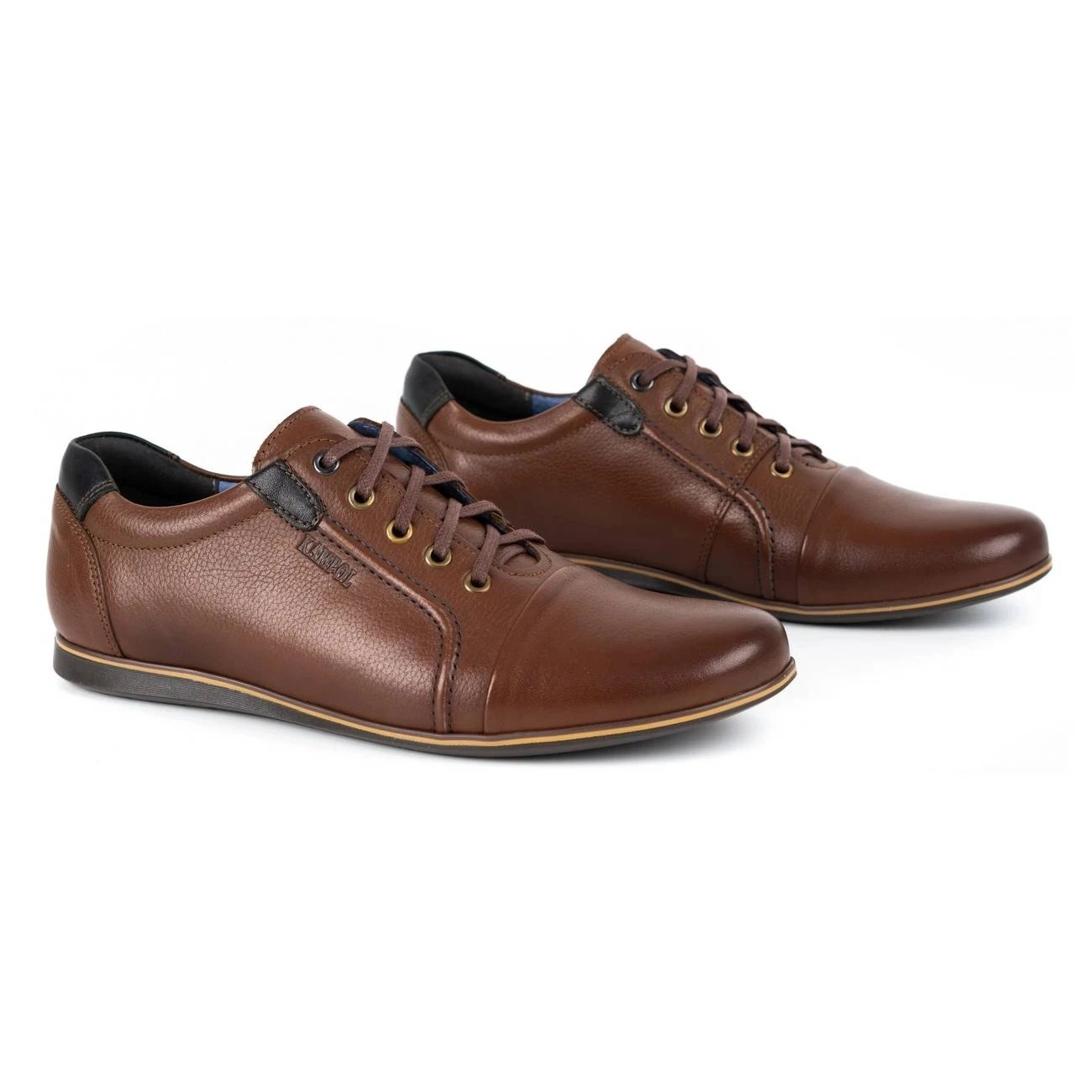 Kampol Chaussures Décontractées En Cuir Pour Hommes 39 / 74KAM Marron Brun – Image 2