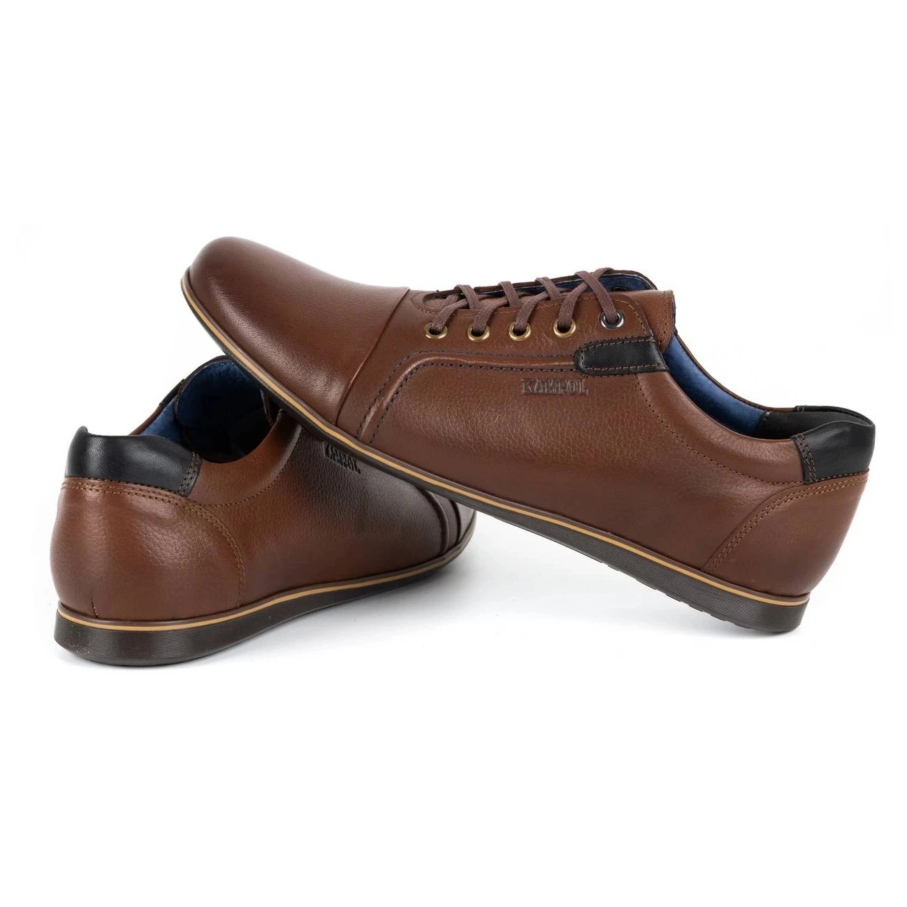 Kampol Chaussures Décontractées En Cuir Pour Hommes 39 / 74KAM Marron Brun – Image 5