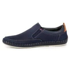 Kampol Mocassin Homme Cuir Perforé 51KAM Bleu Marine