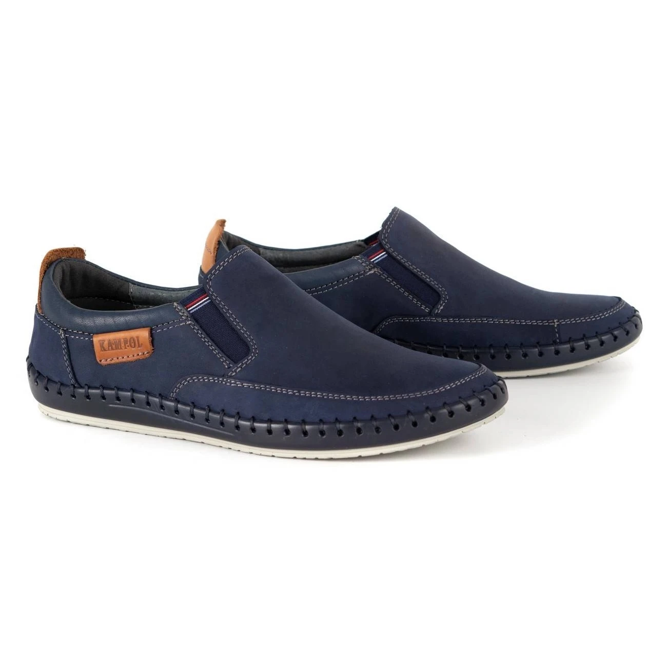 Kampol Mocassin Homme Cuir Perforé 51KAM Bleu Marine – Image 2