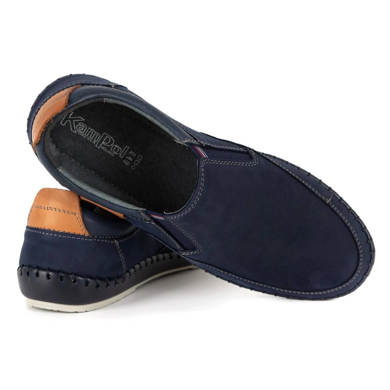 Kampol Mocassin Homme Cuir Perforé 51KAM Bleu Marine – Image 4