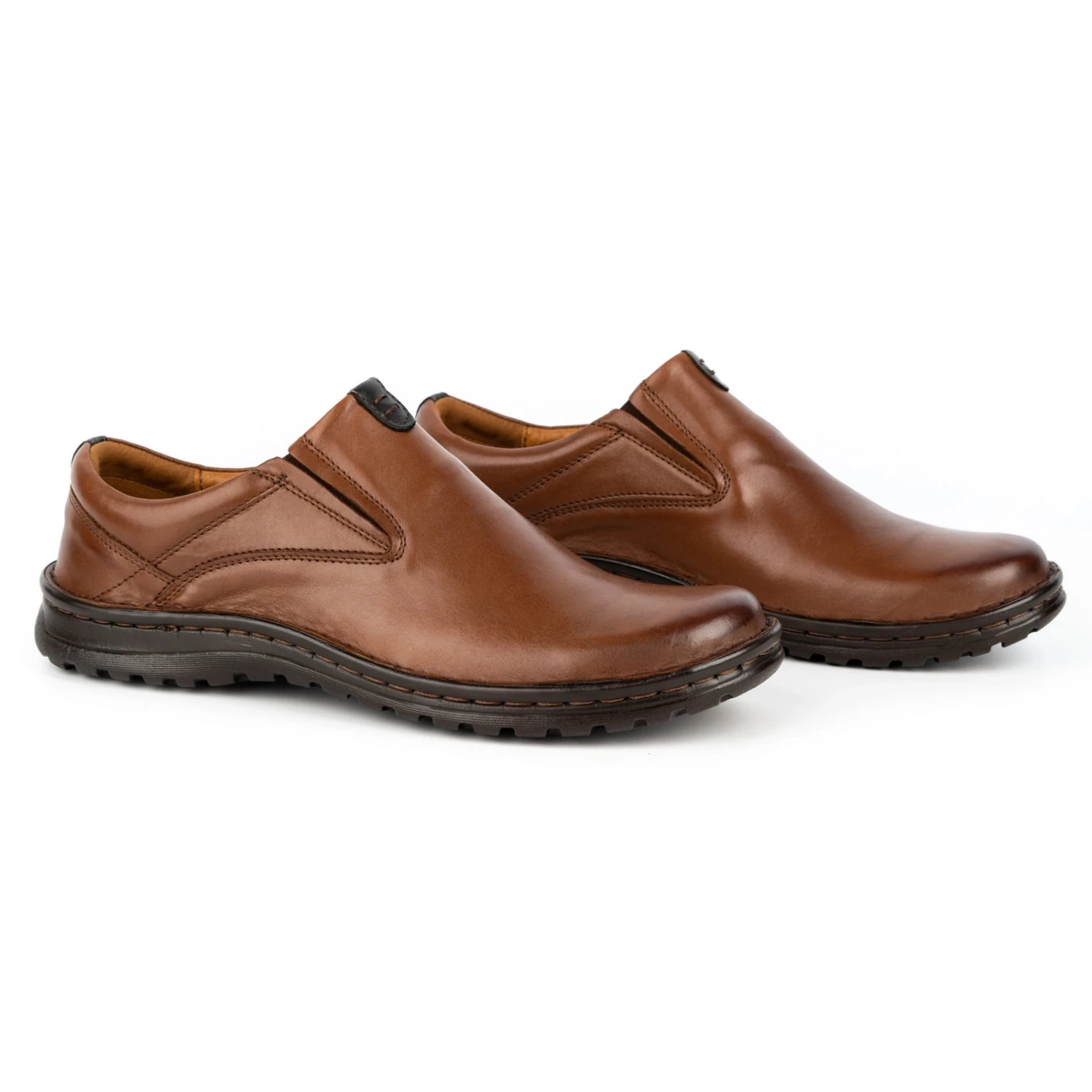 Kampol Mocassins Homme En Cuir 12KAM Marron Clair Brun – Image 3