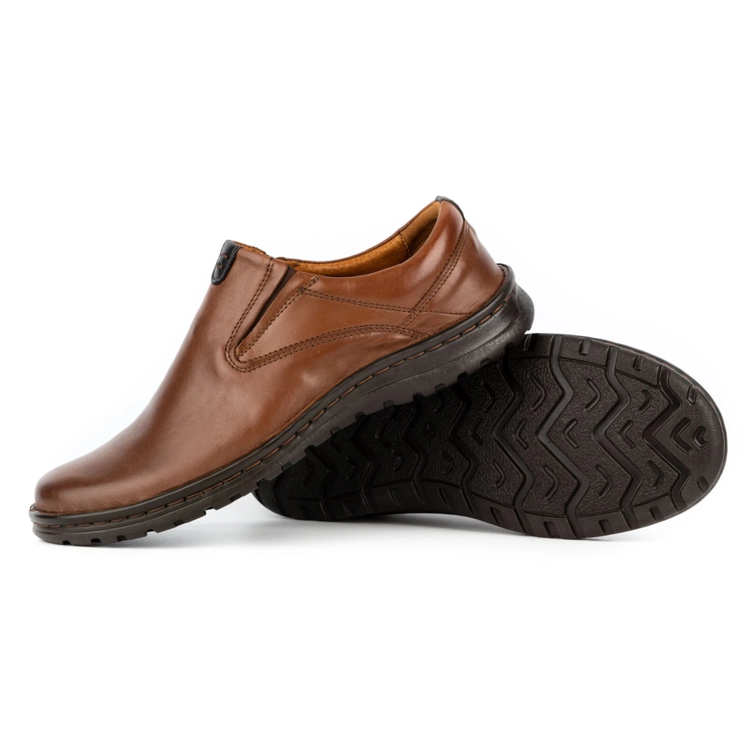 Kampol Mocassins Homme En Cuir 12KAM Marron Clair Brun – Image 4