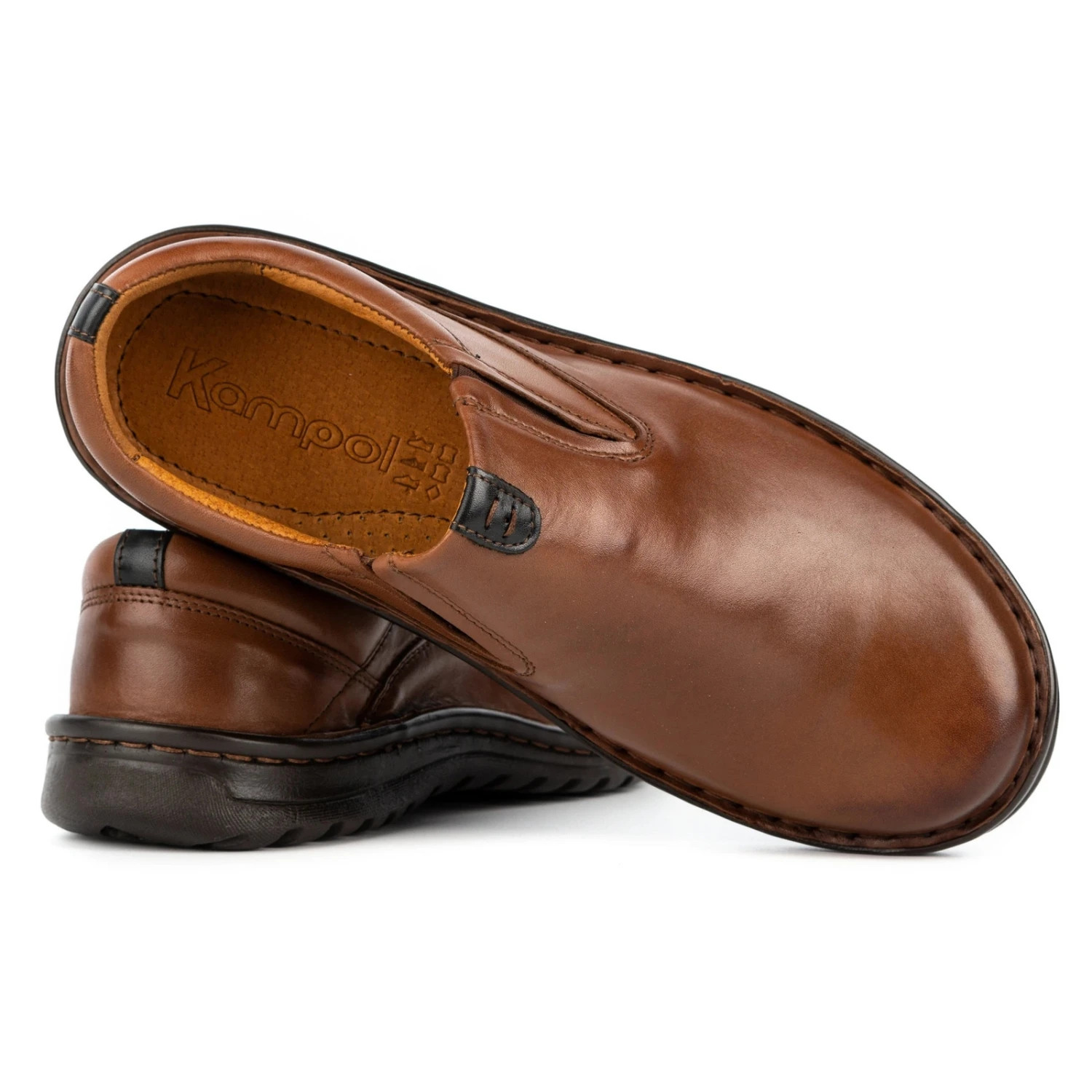 Kampol Mocassins Homme En Cuir 12KAM Marron Clair Brun – Image 6