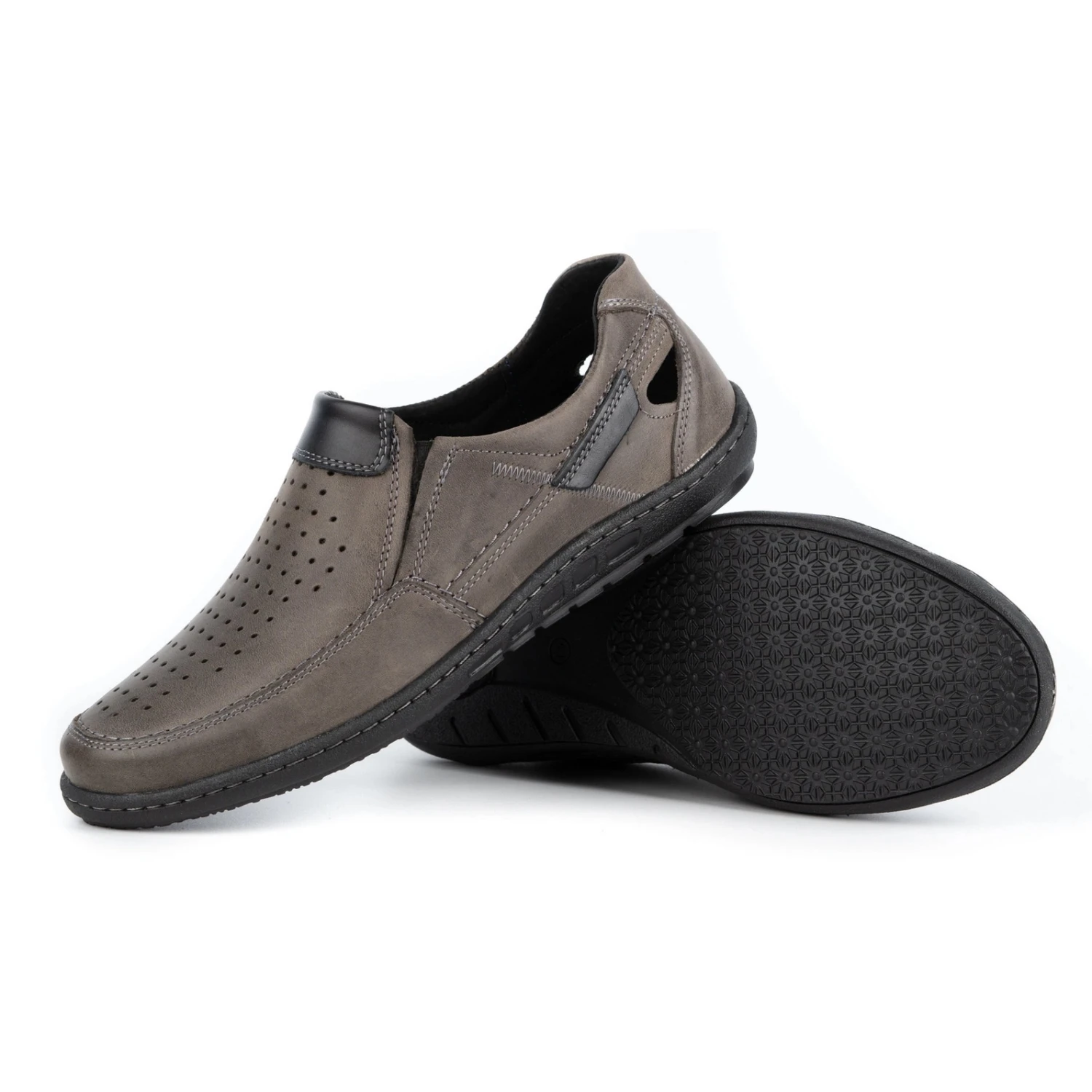 KENT Mocassins Homme En Cuir Gris Pour L'été 602 – Image 4